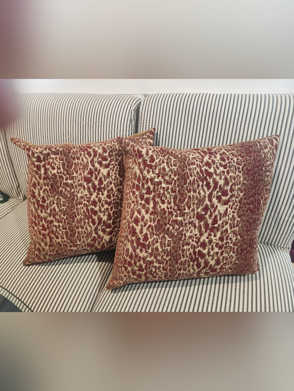 D.V. Kap Home Red and Tan Jacquard Animal Print Accent Pillow Covers